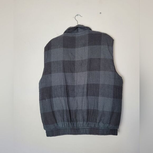 Vintage Green Buffalo Plaid Checked Vest Insulated Lumberjack Woodsman Large - Picture 6 of 7